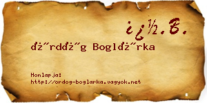 Ördög Boglárka névjegykártya